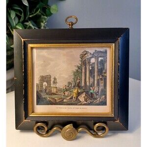 Vintage Print Le Temple De Vesta et L'Arc de Janus Hand Colored Etching